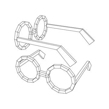 Nerd Round Retro Glasses Wireframe Vector Illustration. Stock Illustration
