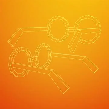 Nerd Round Retro Glasses Wireframe Vector Illustration. Stock Illustration