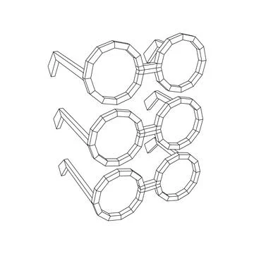 Nerd Round Retro Glasses Wireframe Vector Illustration. Stock Illustration