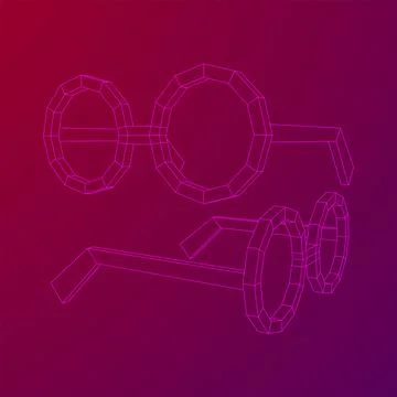 Nerd Round Retro Glasses Wireframe Vector Illustration. Stock Illustration