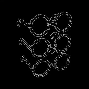 Nerd Round Retro Glasses Wireframe Vector Illustration. Stock Illustration