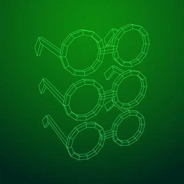 Nerd Round Retro Glasses Wireframe Vector Illustration. Stock Illustration