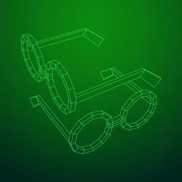 Nerd Round Retro Glasses Wireframe Vector Illustration. Stock Illustration