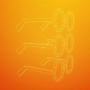 Nerd Round Retro Glasses Wireframe Vector Illustration. Stock Illustration