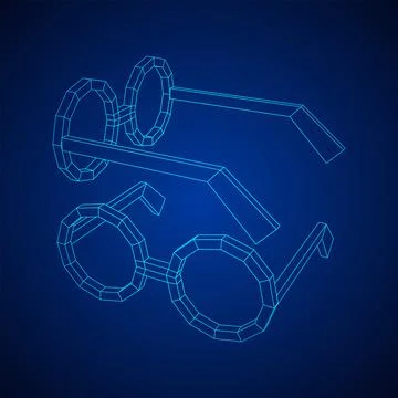 Nerd Round Retro Glasses Wireframe Vector Illustration. Stock Illustration