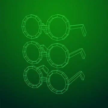 Nerd Round Retro Glasses Wireframe Vector Illustration. Stock Illustration