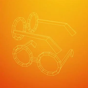 Nerd Round Retro Glasses Wireframe Vector Illustration. Stock Illustration
