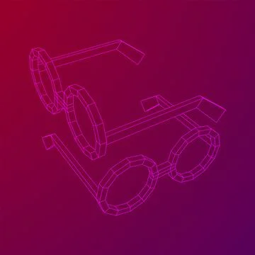 Nerd Round Retro Glasses Wireframe Vector Illustration. Stock Illustration