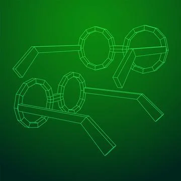 Nerd Round Retro Glasses Wireframe Vector Illustration. Stock Illustration