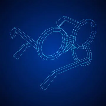 Nerd Round Retro Glasses Wireframe Vector Illustration. Stock Illustration
