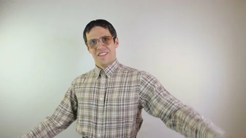Nerd student enjoys dancing alone Stock Footage 130839571