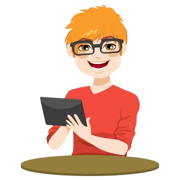 Nerd With Tablet Stock Illustration