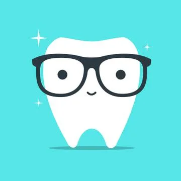 The nerd tooth is wearing a glasses. Isolated Vector illustration Stock Illustration