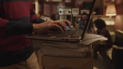 Nerd Typing on Laptop Keyboard Stock Footage 263304153