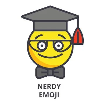 Nerdy student emoji vector line icon, sign, illustration on background, editable Stock Illustration