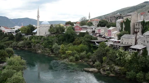 Neretva River in Mostar Stock Footage 41962720