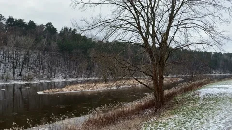 Neris river in Vilnius in winter. Lithuania Stock Footage 172361083