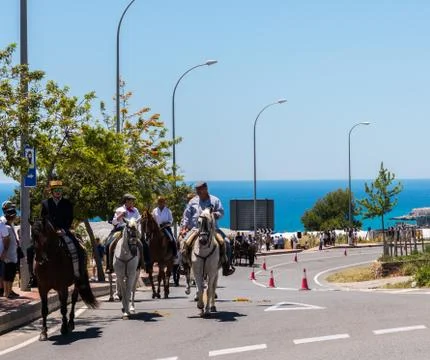 NERJA, SPAIN - 15 MAY, 2018 annual pilgrimage in the coastal Andalusian town  Stock Photos
