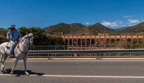 NERJA, SPAIN - 15 MAY, 2018 annual pilgrimage in the coastal Andalusian town  Stock Photos