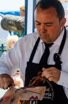 NERJA, SPAIN - APRIL 15, 2018 Traditional competition of professionals in the Stock Photos
