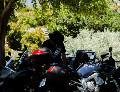 NERJA, SPAIN - JUNE 10, 2018 motorcycle rally in the famous Andalusian town o Stock-Fotos