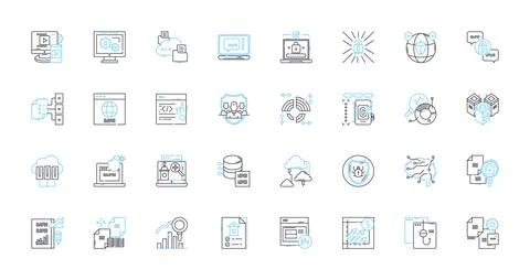 Nerk encryption linear icons set. Encryption, Security, Privacy, Cryptography Stock Illustration