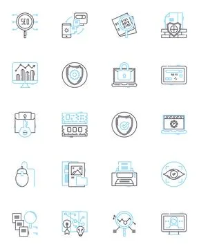 Nerk management linear icons set. Analysis , Collaboration , Communication Stock Illustration