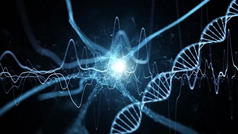 Nerve cell and dna chain looped network animation Stock Footage 338404736