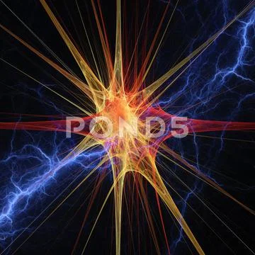Nerve cell, artwork Stock Illustration