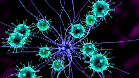 Nerve cell attacked by virus, bacteria. Stock Footage 43592845