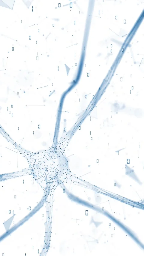 Nerve cell with binary code data on white vertical background Stock Footage 345325364
