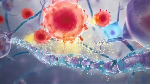 Nerve Cell Destructionin Multiple Sclerosis Stock Illustration