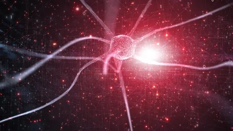 Nerve cell in digital ai network animation Stock Footage 337574498