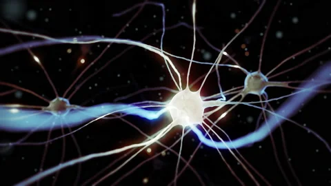 Nerve cell in human brain that pulsing and transmitting the electrical signals Видео 166572369