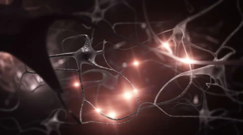 Nerve cell. Loopable. Yellow impulses. 스톡 동영상 27882008