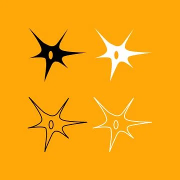 Nerve cell set black and white icon . Stock Illustration