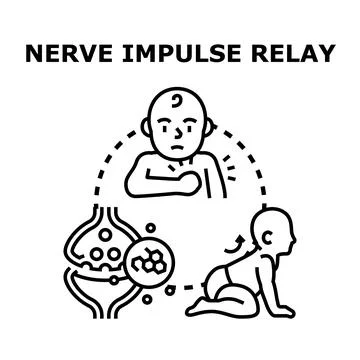 Nerve impulse relay causing baby crawling movement Illustrazione stock