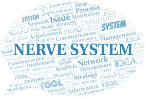 Nerve System typography vector word cloud. Stock Illustration