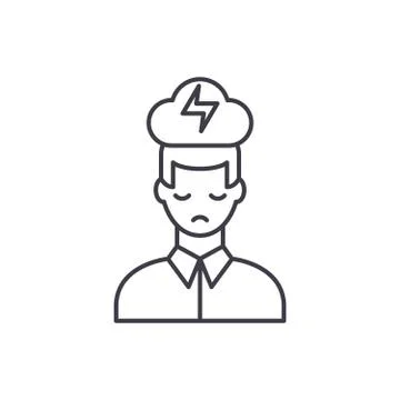 Nervous breakdown line icon concept. Nervous breakdown vector linear Stock Illustration