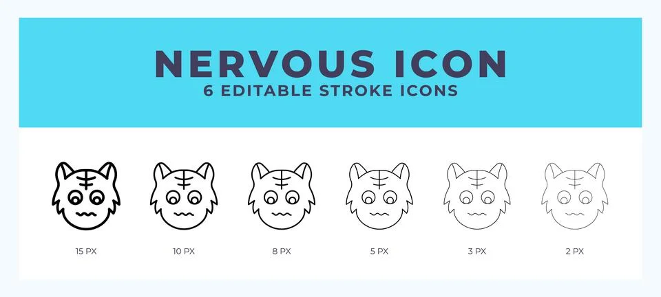 Nervous cat vector icon for web and app. Editable stroke vector illustration Ilustración de archivo
