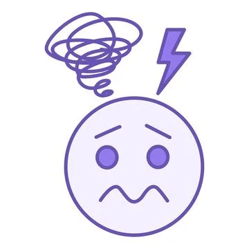 Nervous Colored Icon. Anxious Face Vector Icon. Emotions, Mental Health, Me.. Stock Illustration