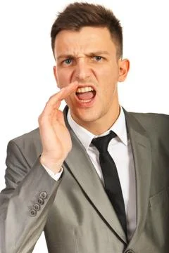 Nervous executive shouting Foto stock