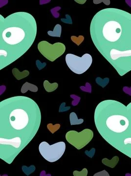Nervous Green Hearts Pattern Ilustración de archivo