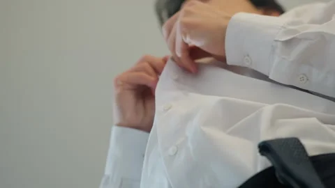 Nervous job applicant. Man nervously prepares for interview outside office Stock Footage 337231027