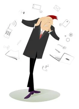 Nervous man isolated Stock Illustration