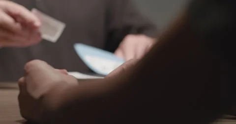 Nervous Man's Hands Fidgeting While In Police Interrogation Room. Detective Stock Footage 273176050