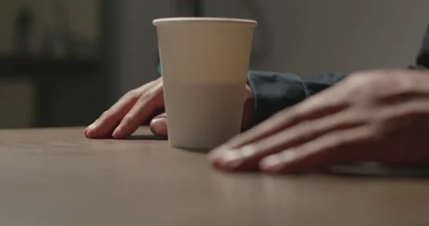 Nervous Man's Hands Gesturing While In Police Interrogation Room. Interview Room Stock Footage 273179140