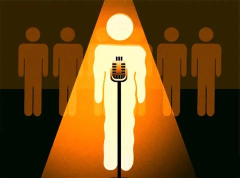 Nervous Speaker Shaking Nervously In Front of An Audience Stock Illustration