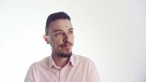 Nervous thinking man with beard and mustach Stock Footage 141078728