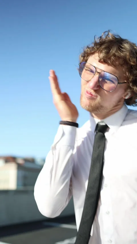 Nervous young man slaps his cheeks while preparing for a job interview Stock Footage 345993510